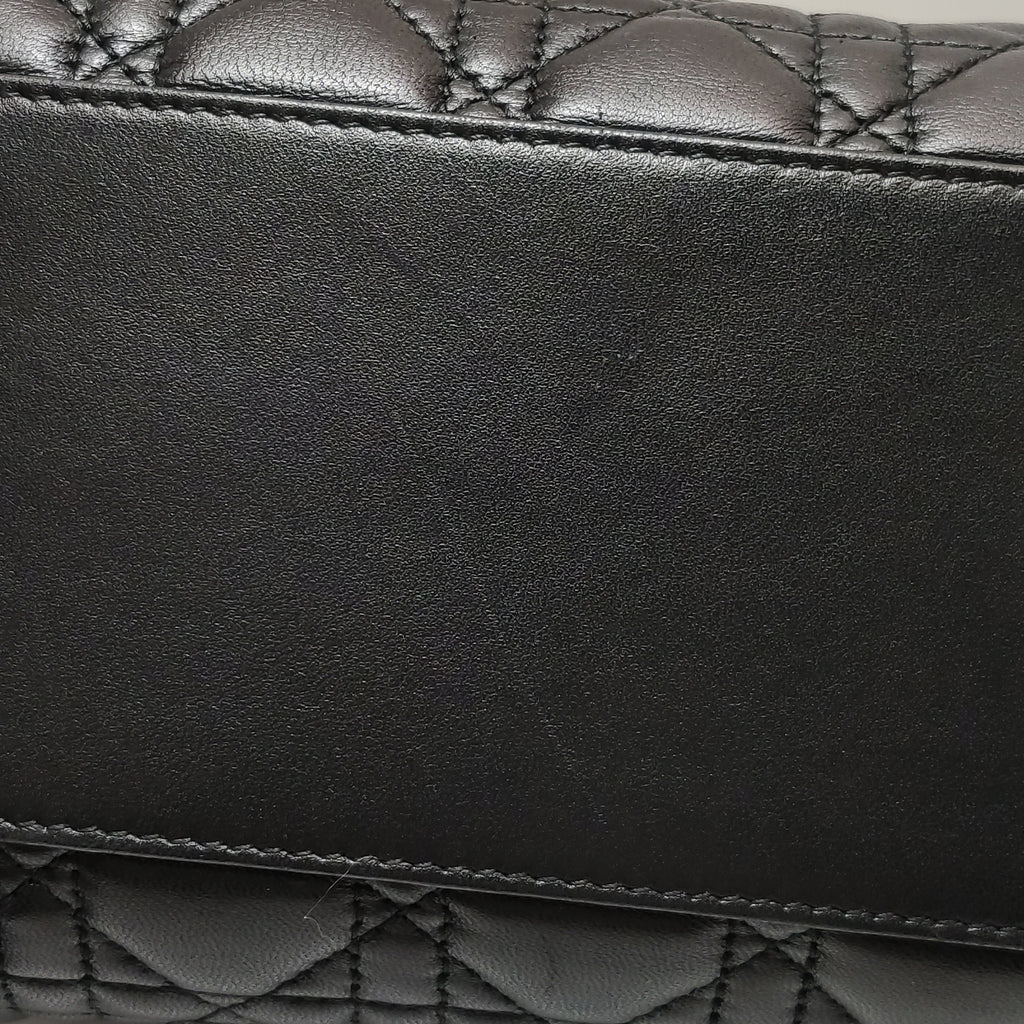 Dior Black Cannage Quilted Lambskin Soft Zipped Tote Bag