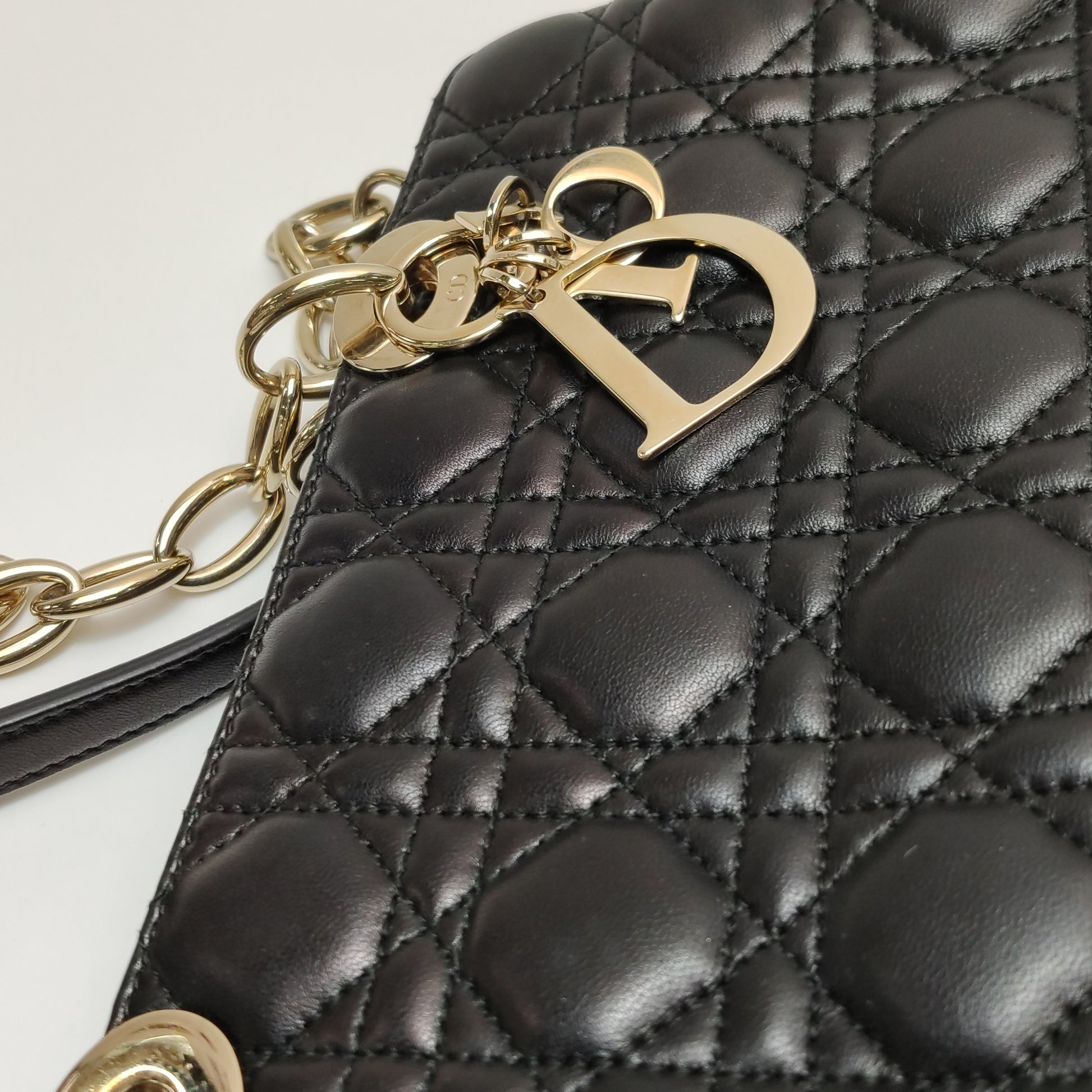 Dior Black Cannage Quilted Lambskin Soft Zipped Tote Bag