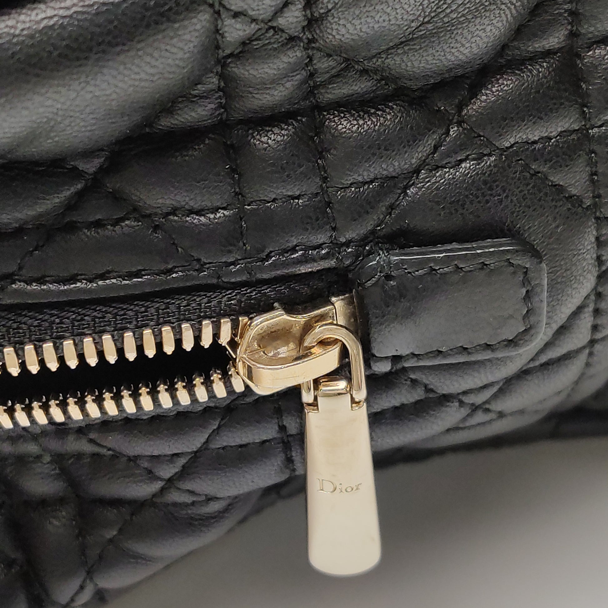 Dior Black Cannage Quilted Lambskin Soft Zipped Tote Bag