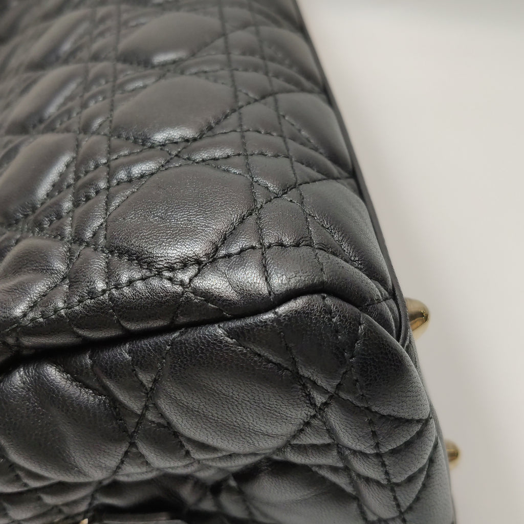 Dior Black Cannage Quilted Lambskin Soft Zipped Tote Bag