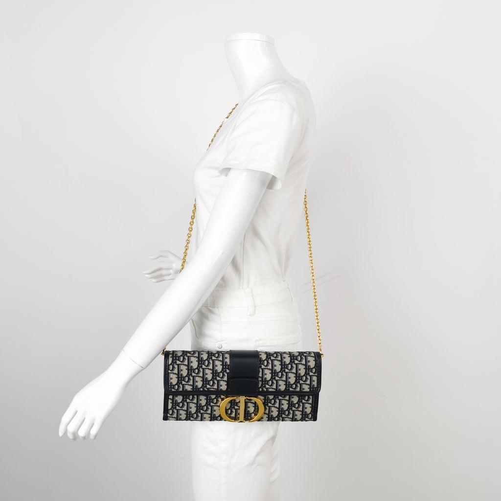 Dior Oblique 30 Montaigne Chain Pouch Blue
