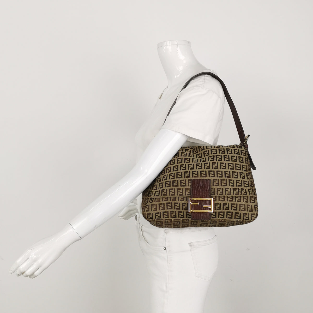 Fendi Zucchino Mamma Baguette Brown