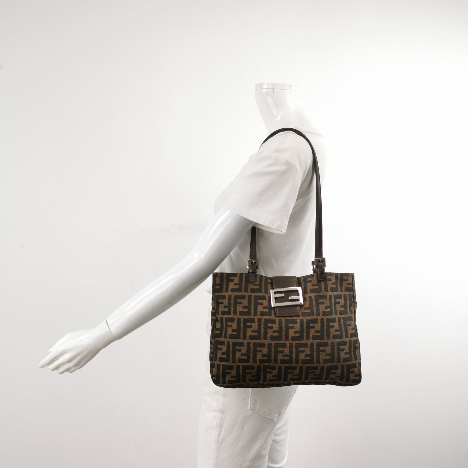 Fendi Zucca Canvas Shoulder Bag