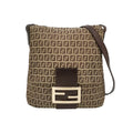 Fendi Zucchino Flap Crossbody Beige Brown