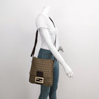 Fendi Zucchino Flap Crossbody Beige Brown