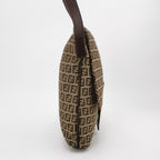 Fendi Zucchino Flap Crossbody Beige Brown