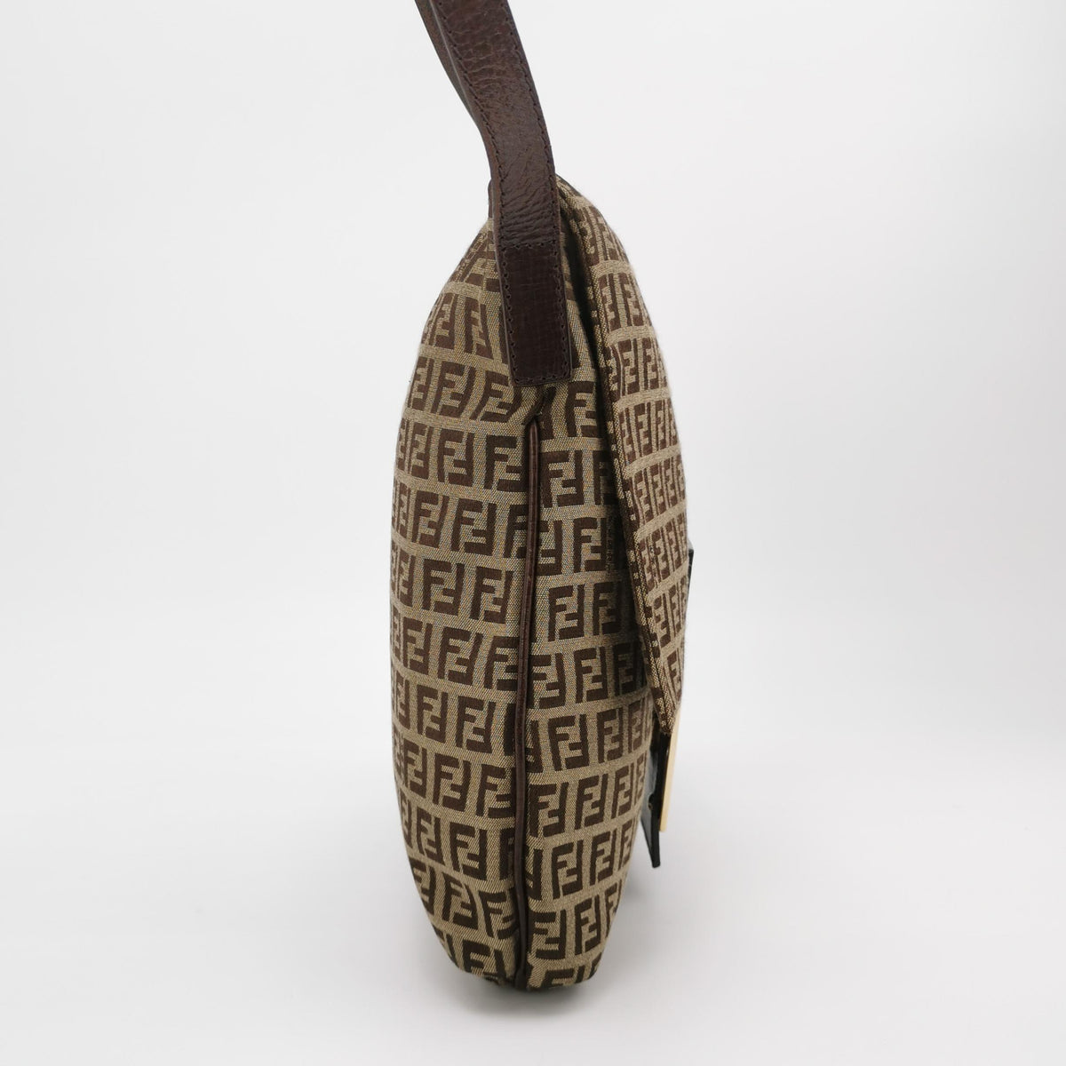 Fendi Zucchino Flap Crossbody Beige Brown
