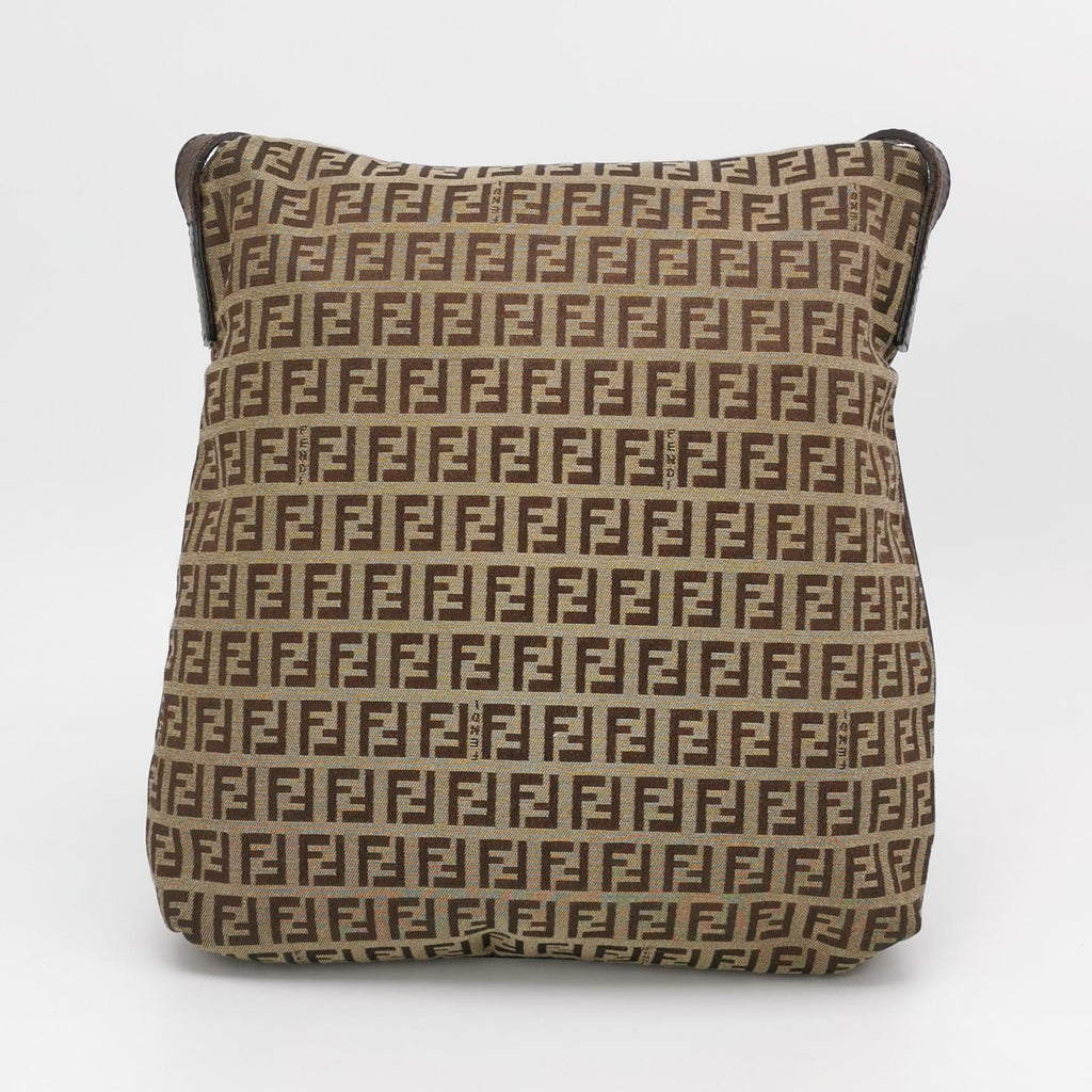 Fendi Zucchino Flap Crossbody Beige Brown