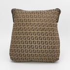 Fendi Zucchino Flap Crossbody Beige Brown