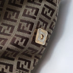 Fendi Zucchino Flap Crossbody Beige Brown