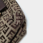 Fendi Zucchino Flap Crossbody Beige Brown