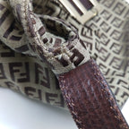 Fendi Zucchino Flap Crossbody Beige Brown