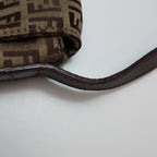 Fendi Zucchino Flap Crossbody Beige Brown