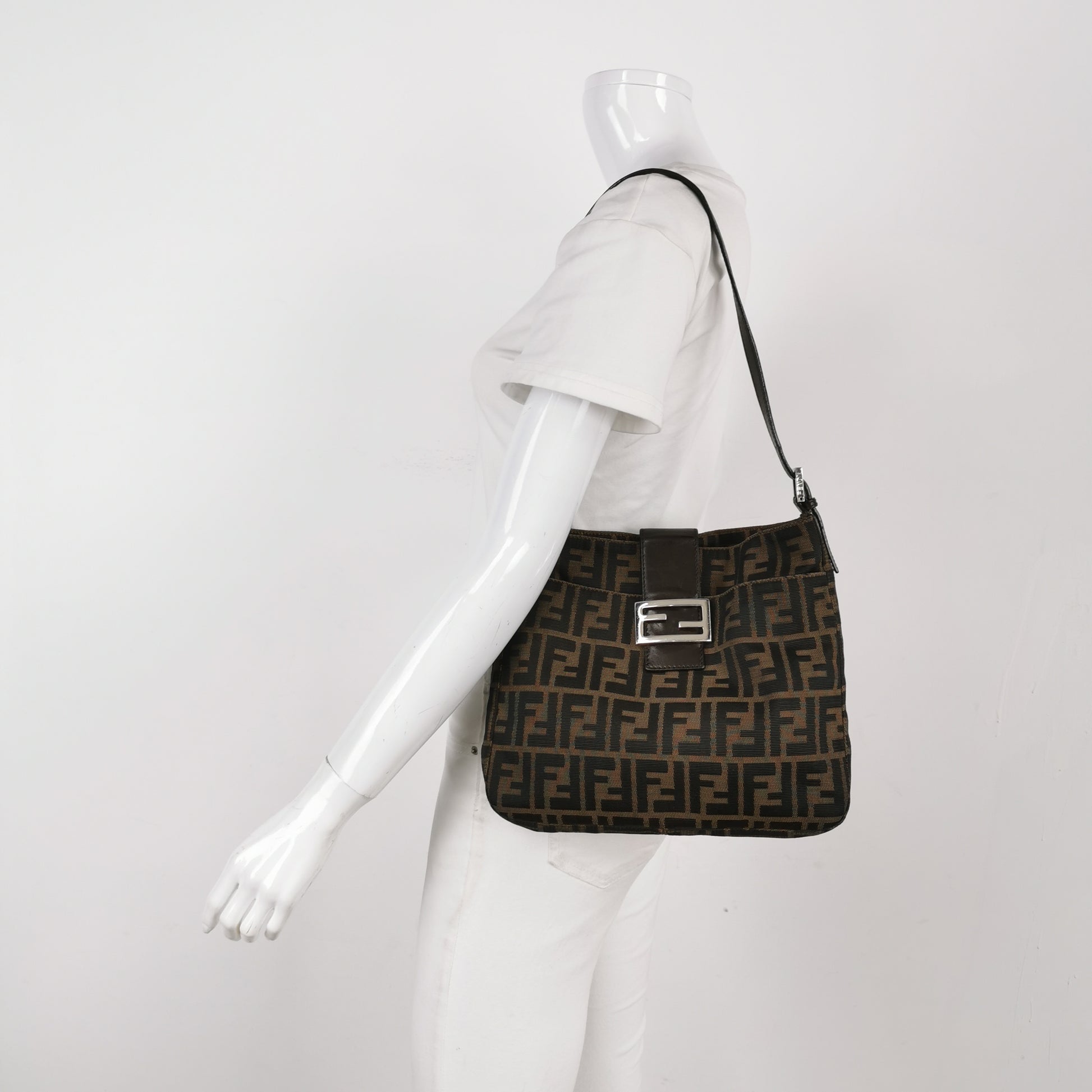 Fendi Zucca Canvas Shoulder Bag