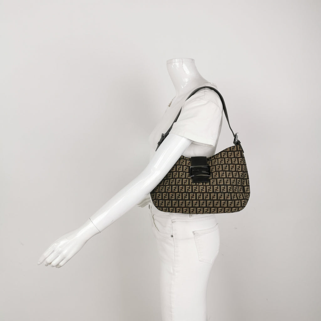 Fendi Zucchino Baguette Hobo Brown