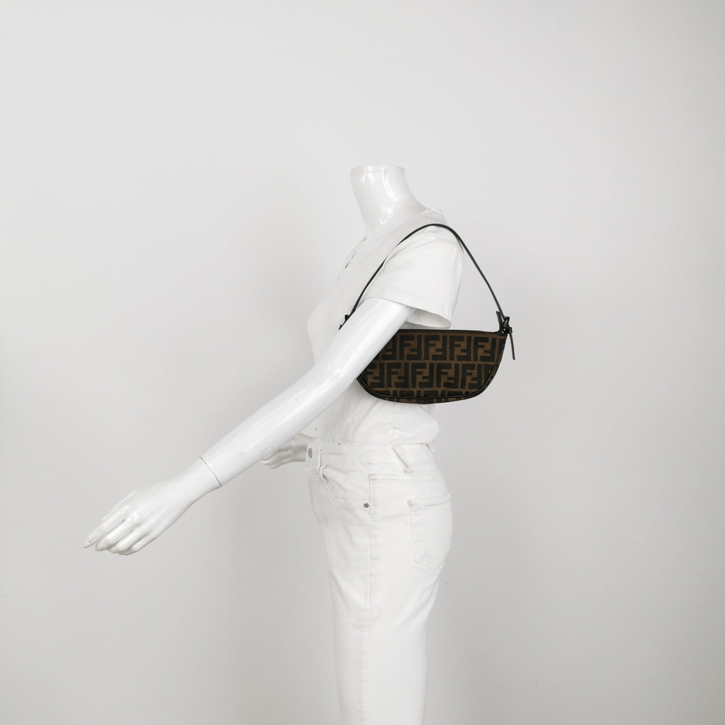 Fendi Zucca Boat Pochette Brown Shoulder Bag