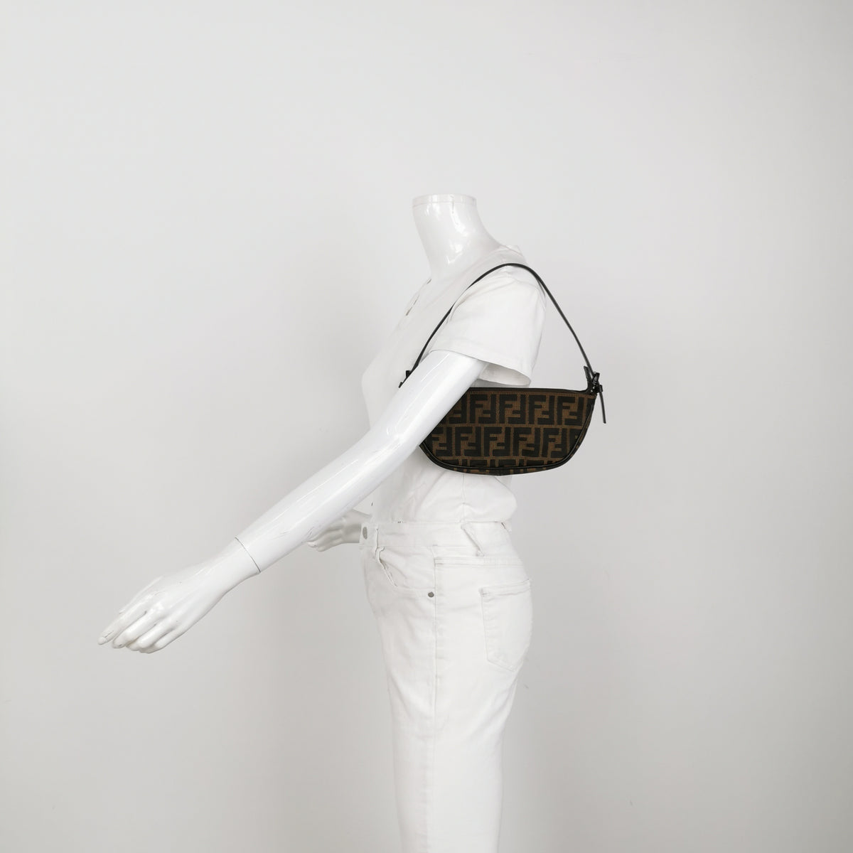 Fendi Zucca Boat Pochette Brown Shoulder Bag