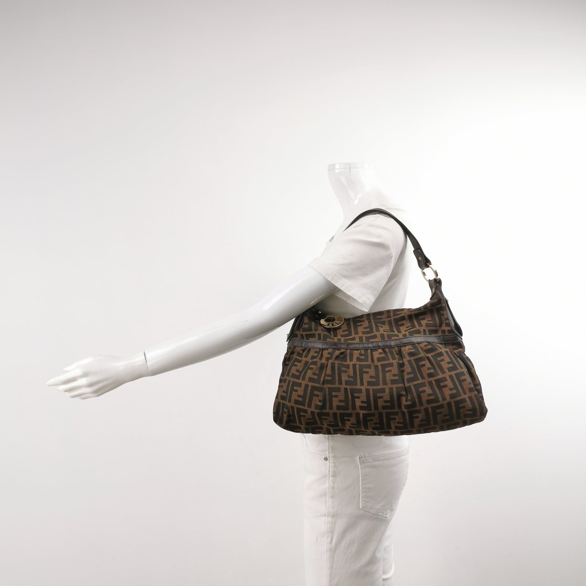 Fendi Zucca Chef Canvas Shoulder Bag