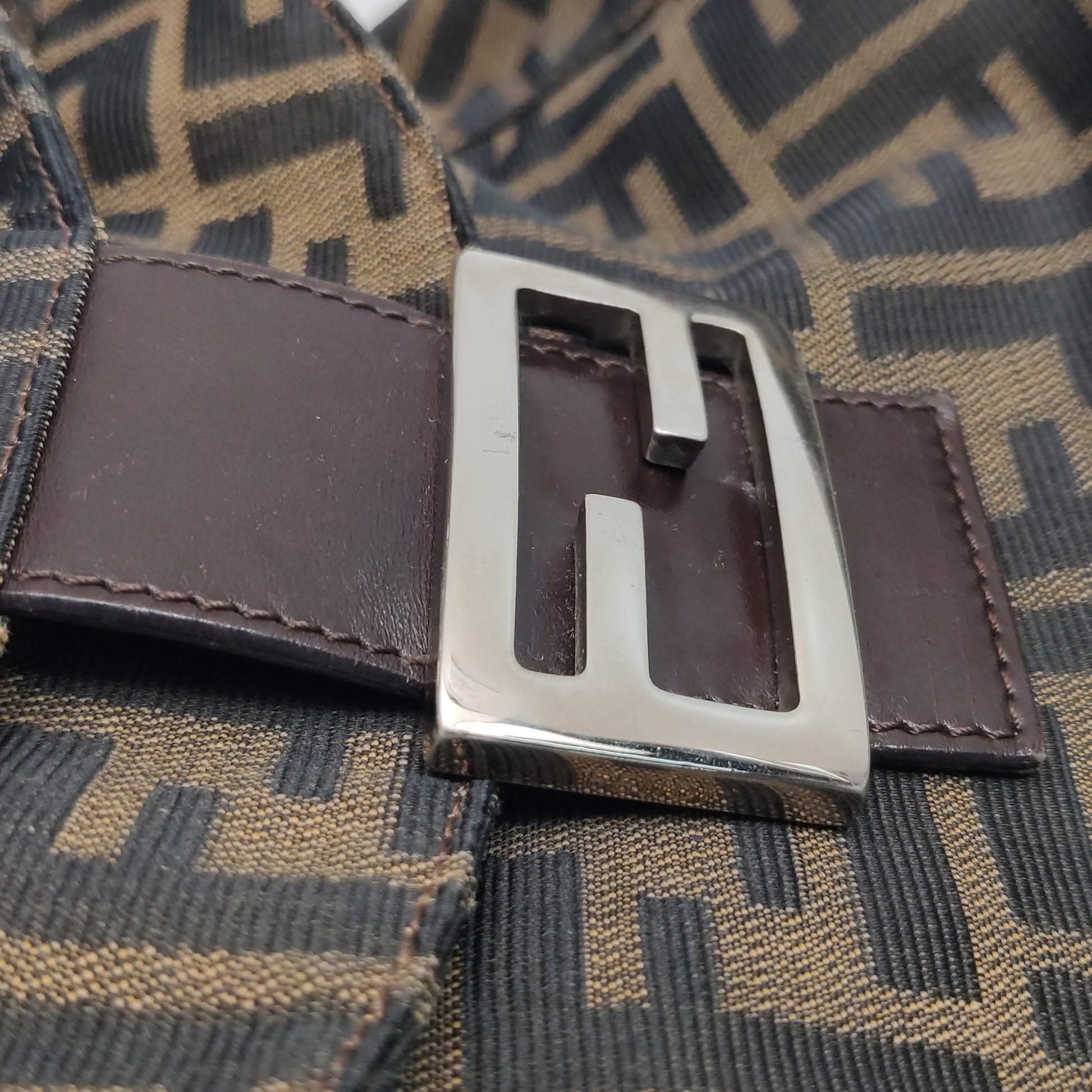 Fendi Zucca Double Flap Shoulder Bag 7456