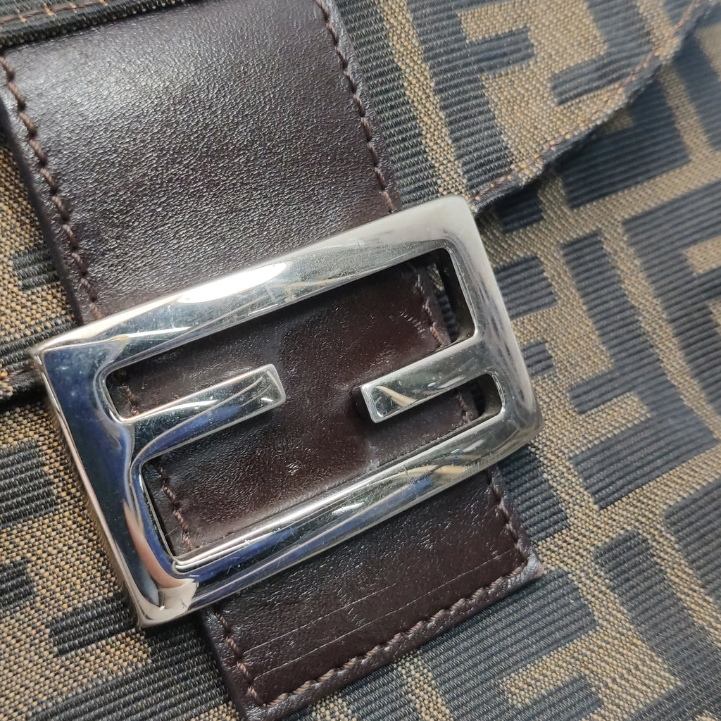 Fendi Zucca Double Flap Shoulder Bag 7456