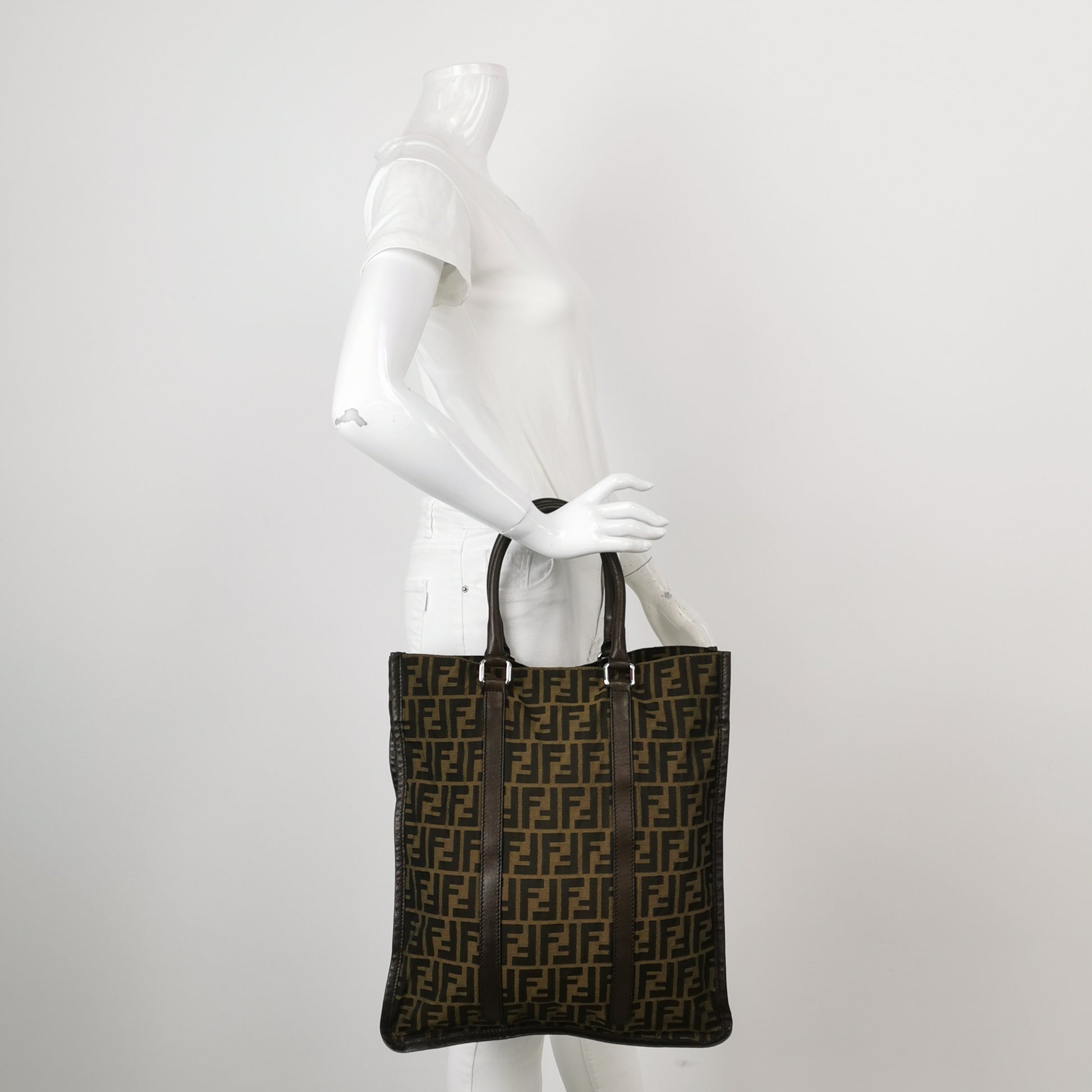 Fendi Zucca Canvas Vertical Shopping Tote