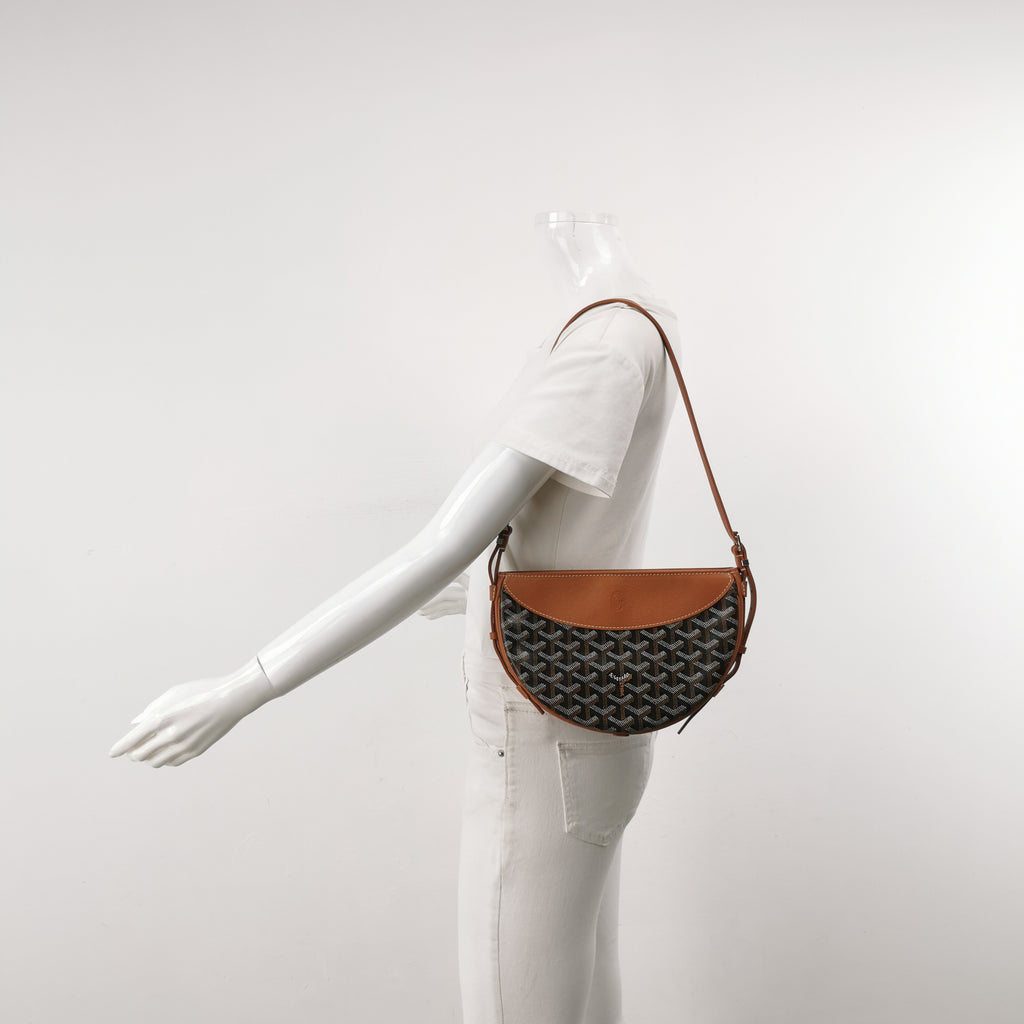 Goyard Hirondelle Coated Canvas Shoulder Bag Tan Noir