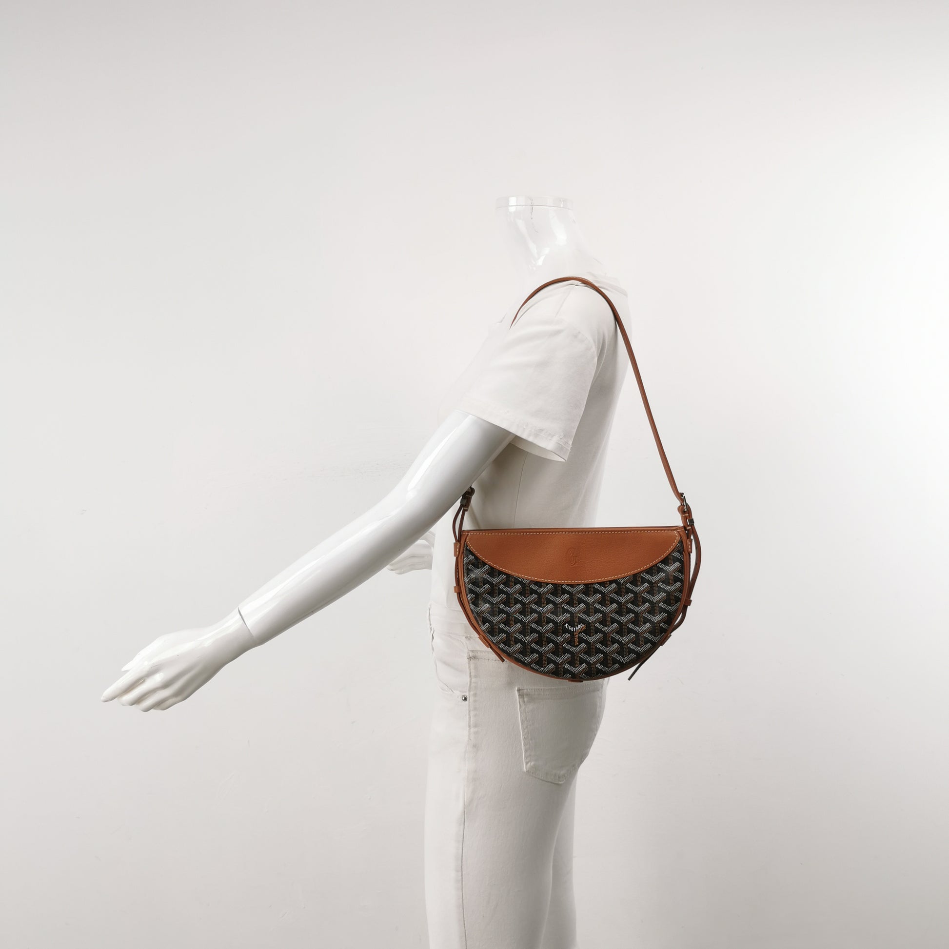 Goyard Hirondelle Coated Canvas Shoulder Bag Tan Noir