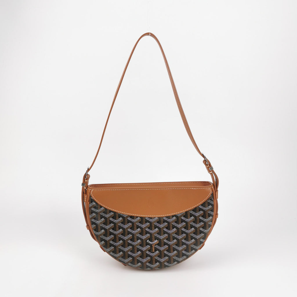 Goyard Hirondelle Coated Canvas Shoulder Bag Tan Noir