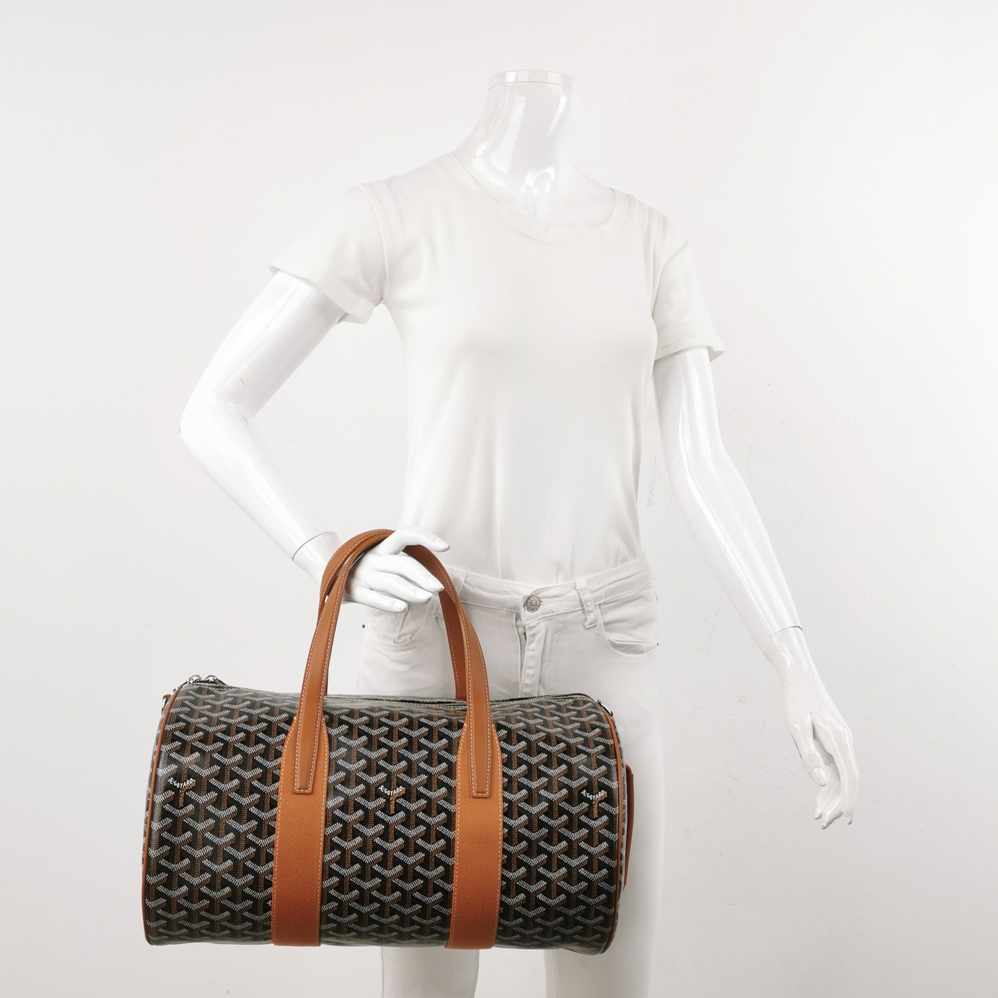 Goyard Barrel 40 Sports Bag Noir Tan