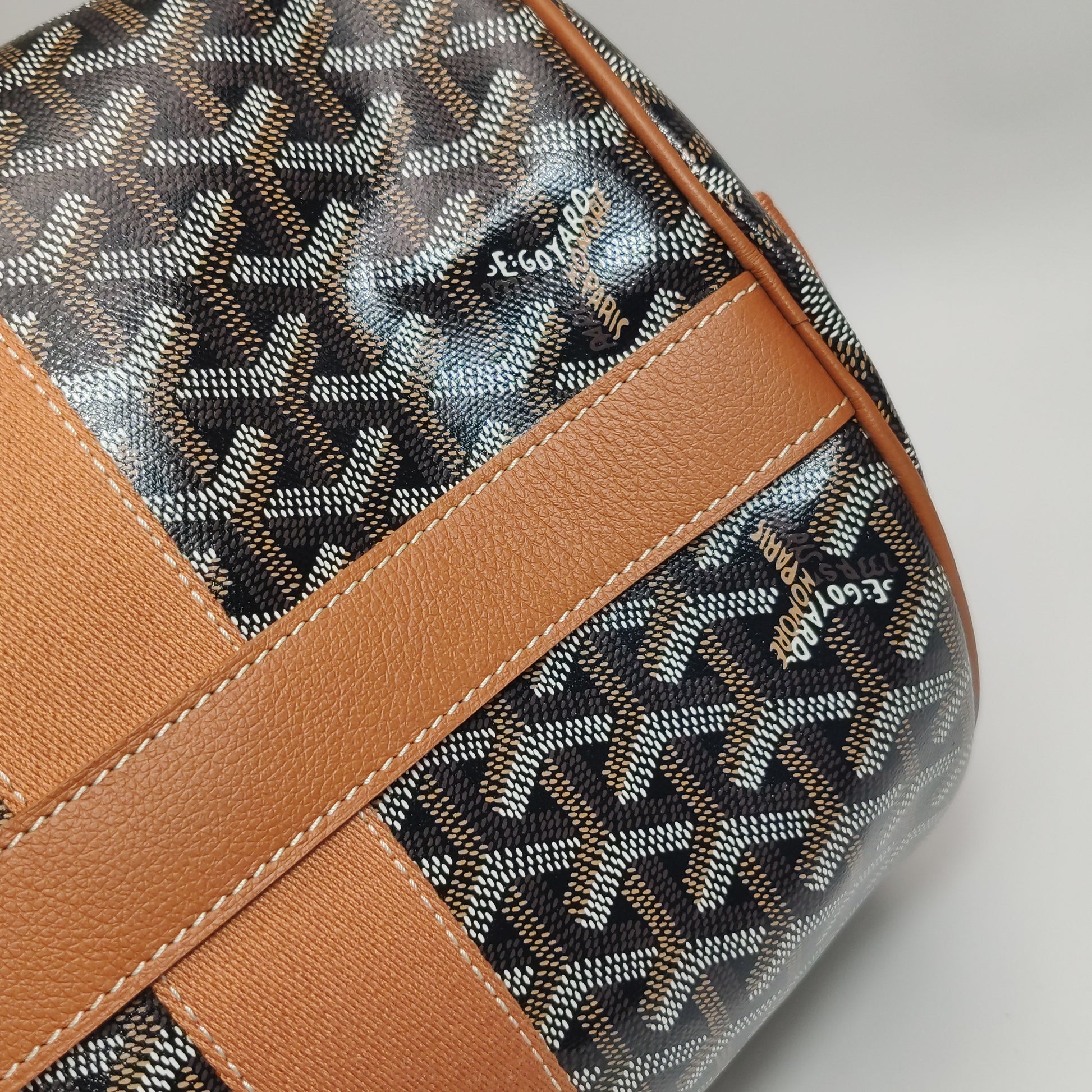 Goyard Barrel 40 Sports Bag Noir Tan