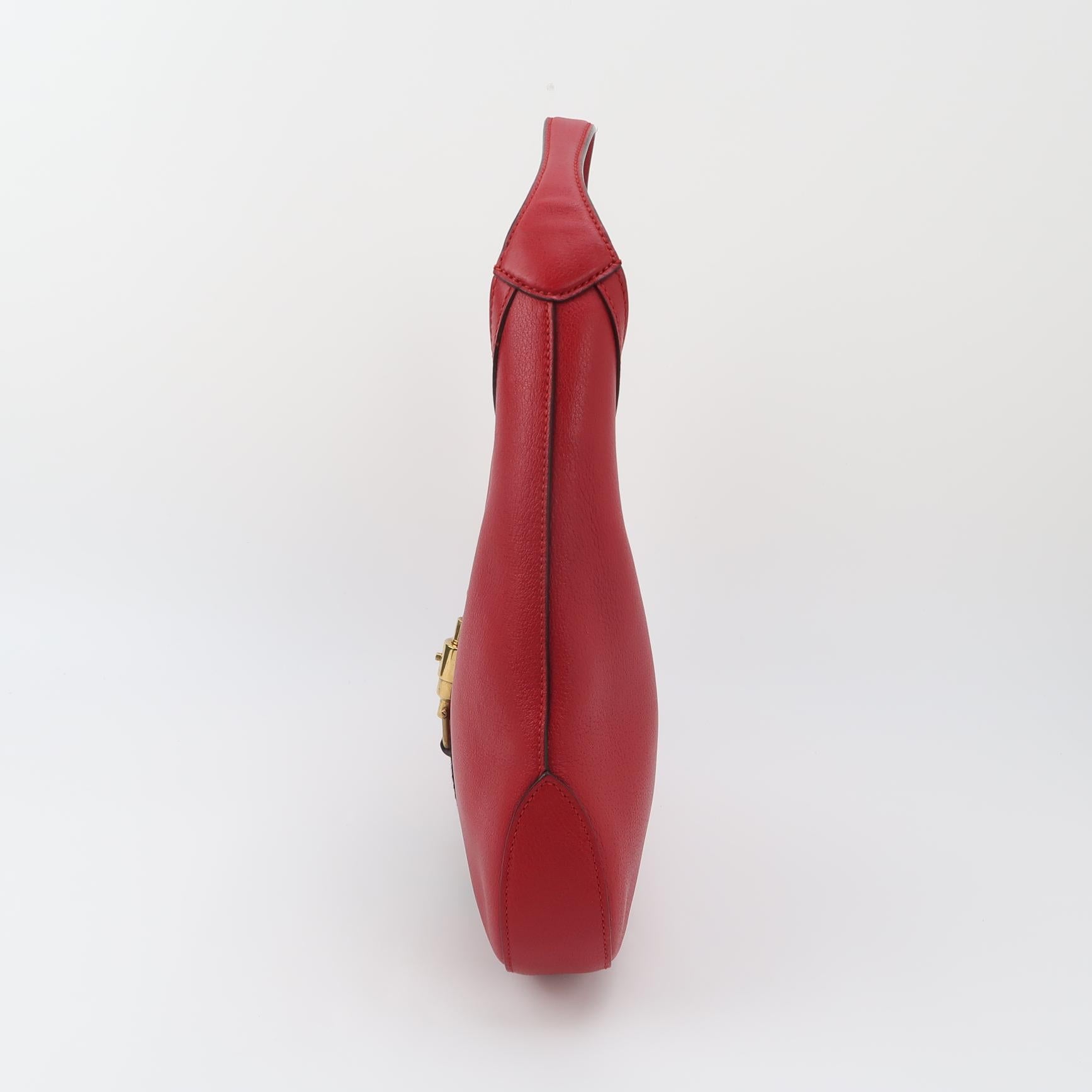 Gucci Web Medium Jackie Hobo Red Soft Grained Calfskin