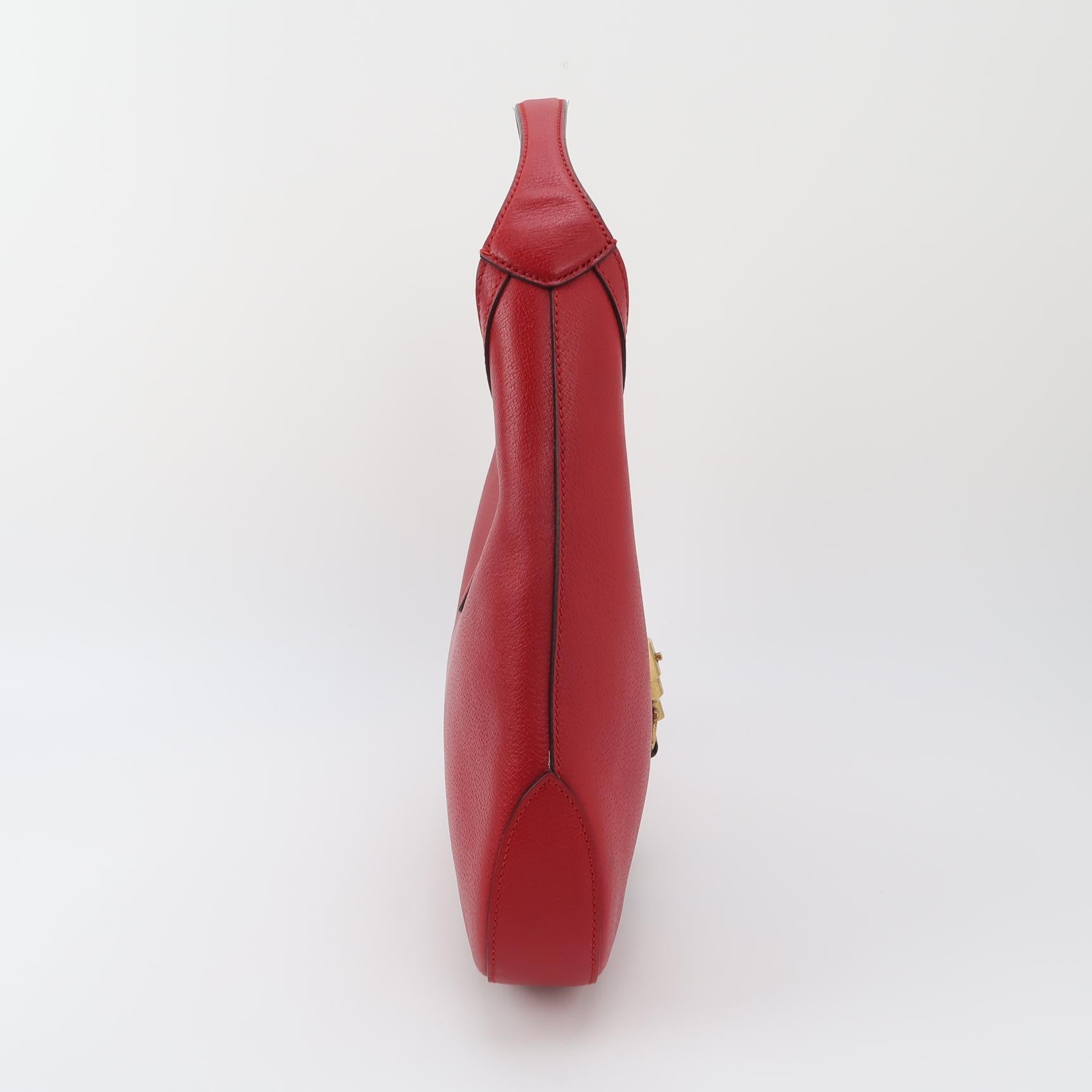 Gucci Web Medium Jackie Hobo Red Soft Grained Calfskin