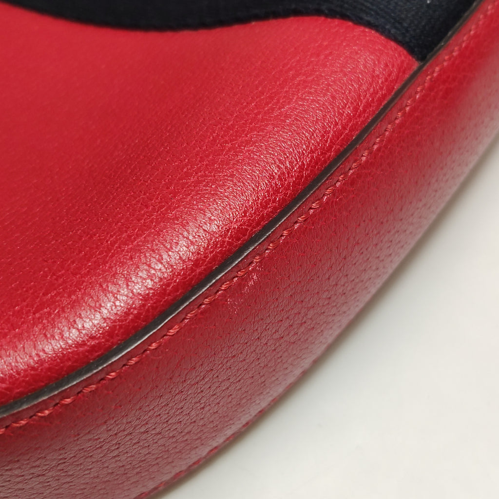 Gucci Web Medium Jackie Hobo Red Soft Grained Calfskin