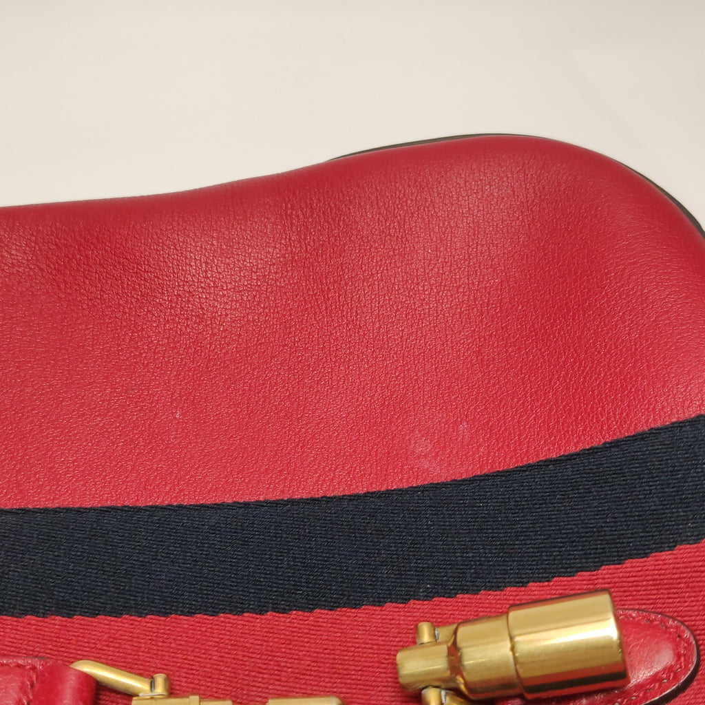 Gucci Web Medium Jackie Hobo Red Soft Grained Calfskin