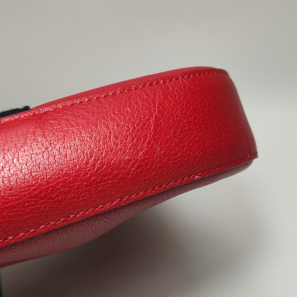 Gucci Web Medium Jackie Hobo Red Soft Grained Calfskin