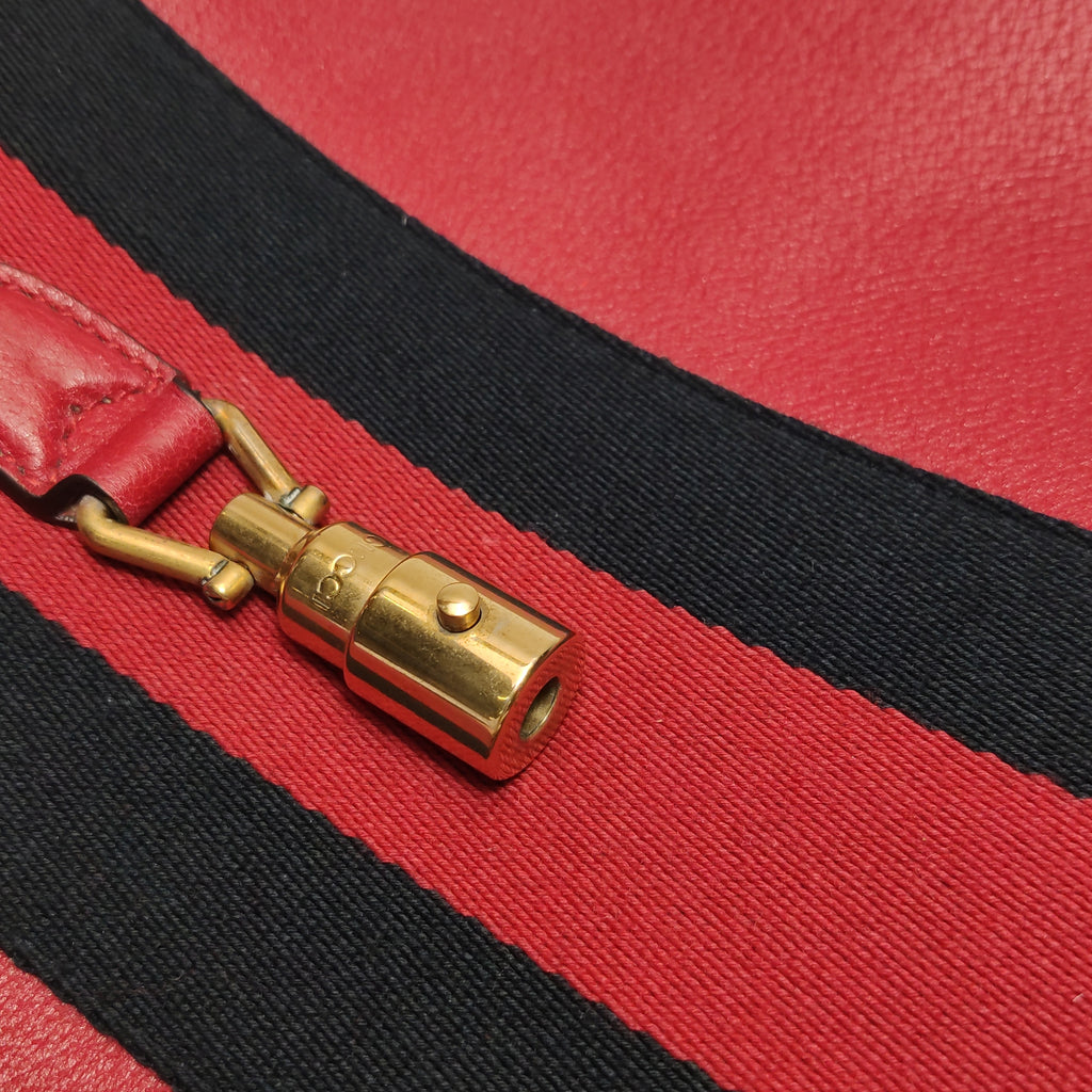 Gucci Web Medium Jackie Hobo Red Soft Grained Calfskin