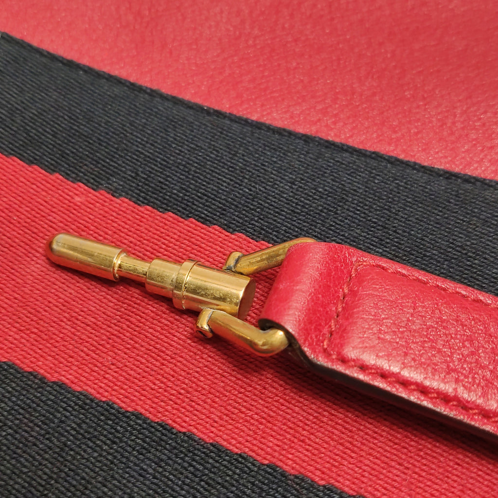 Gucci Web Medium Jackie Hobo Red Soft Grained Calfskin
