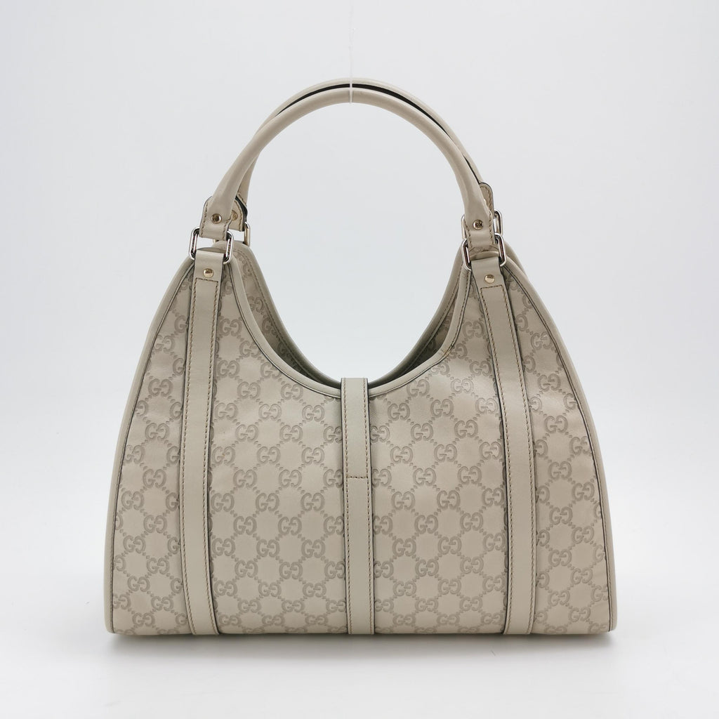 Gucci Jackie Bardot Guccissima Shoulder Bag White