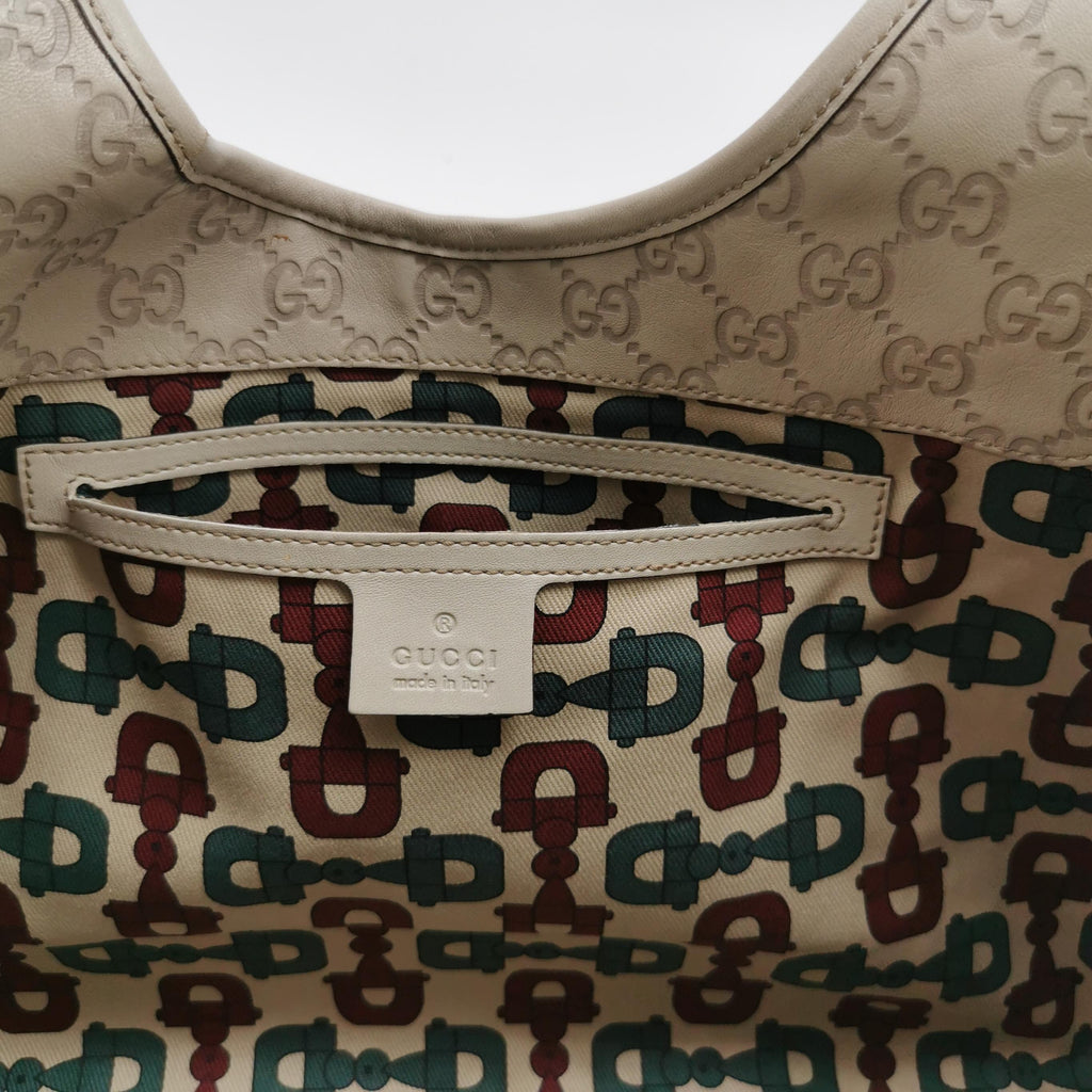 Gucci Jackie Bardot Guccissima Shoulder Bag White