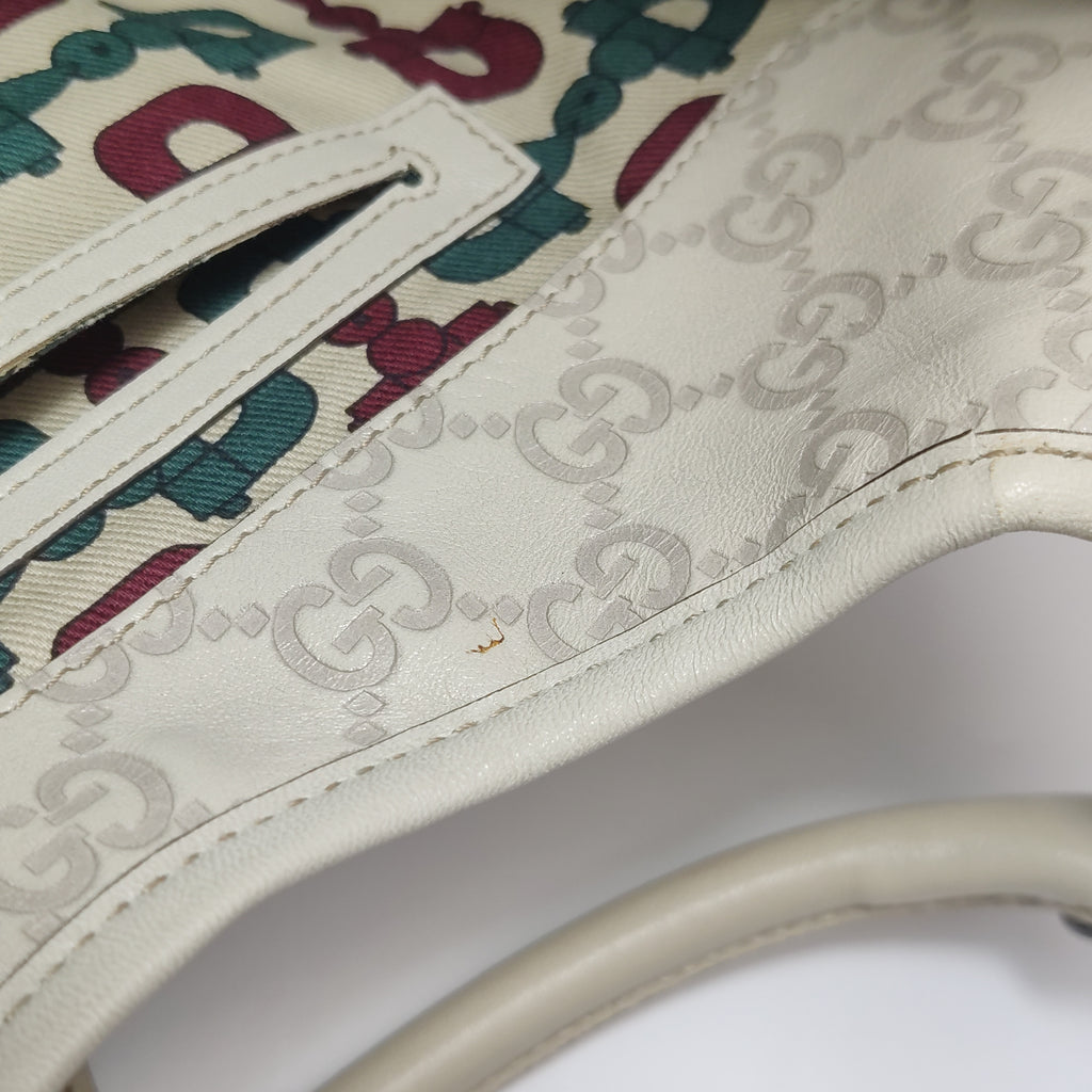 Gucci Jackie Bardot Guccissima Shoulder Bag White