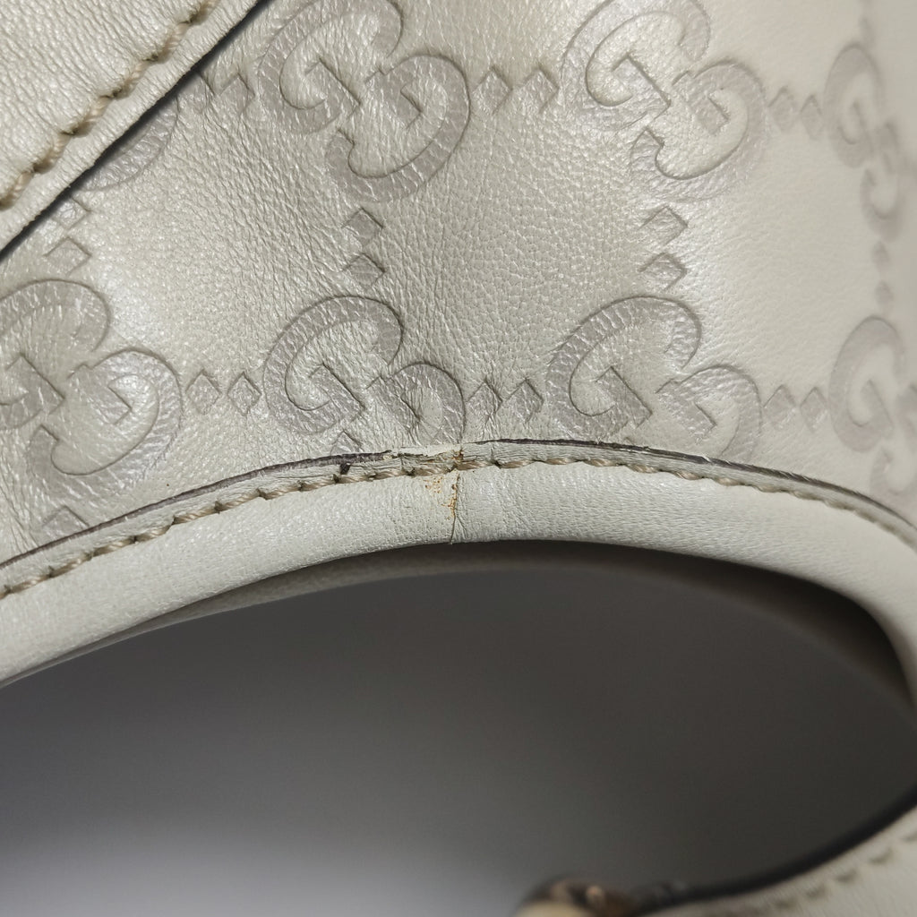 Gucci Jackie Bardot Guccissima Shoulder Bag White