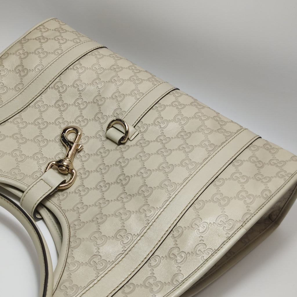 Gucci Jackie Bardot Guccissima Shoulder Bag White