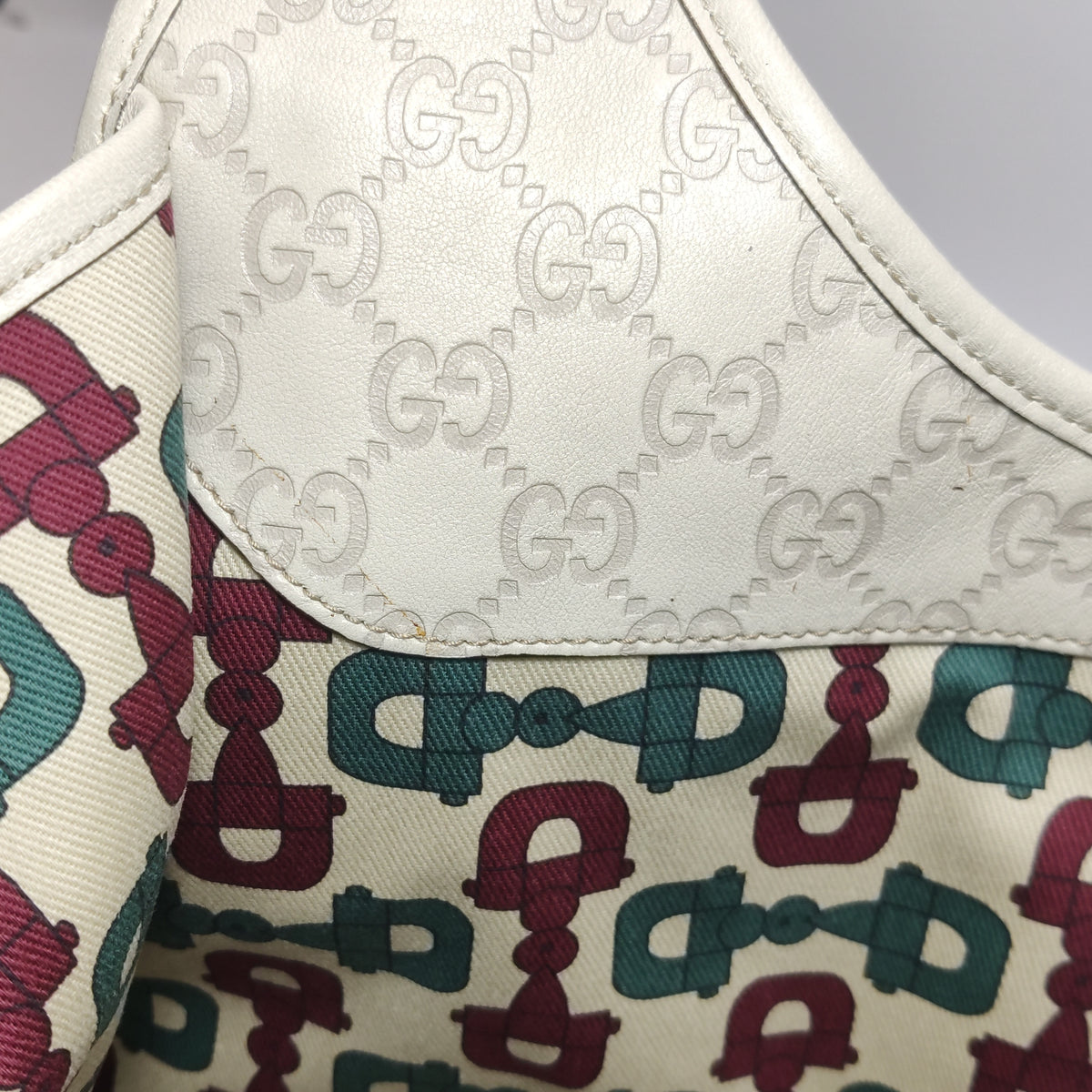 Gucci Jackie Bardot Guccissima Shoulder Bag White