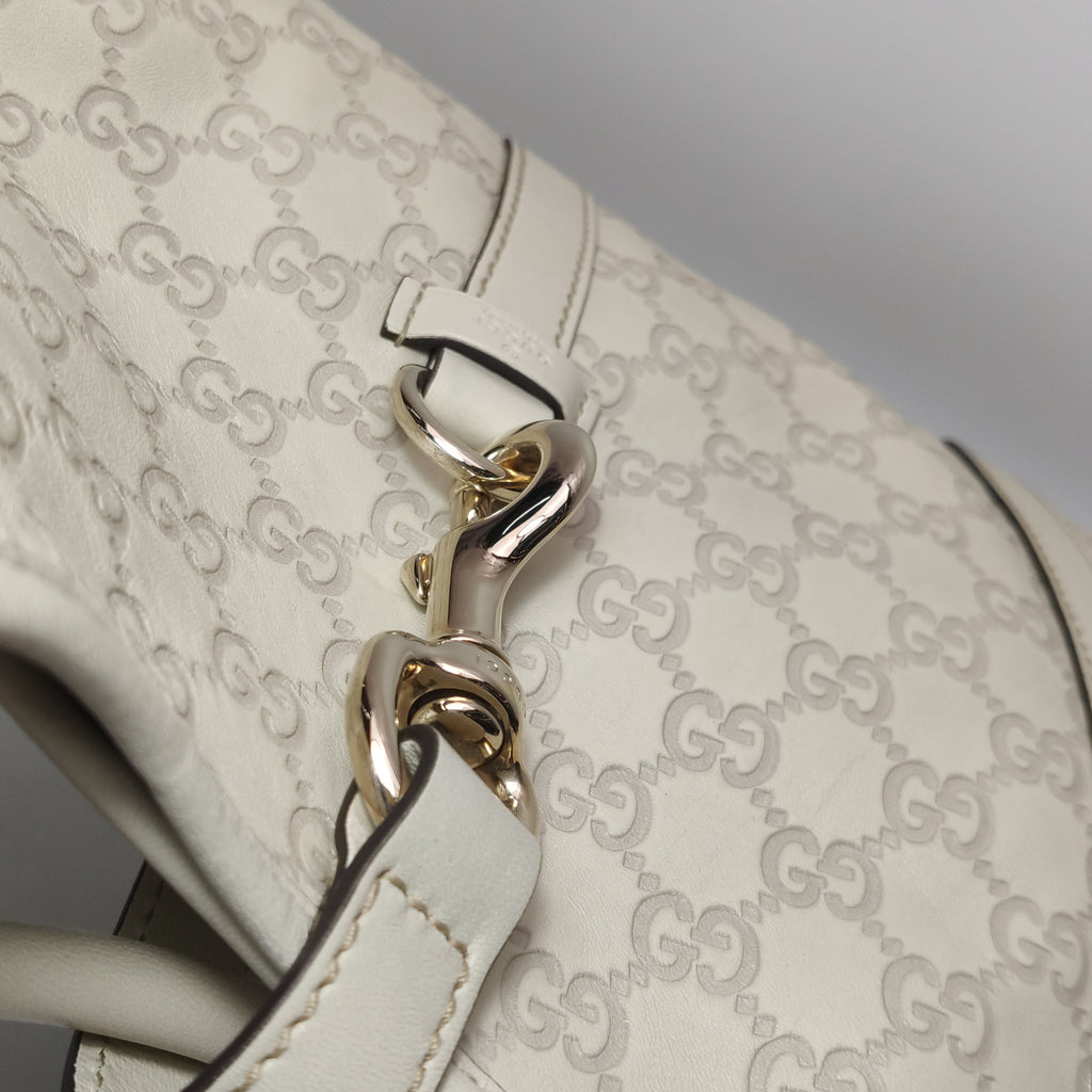 Gucci Jackie Bardot Guccissima Shoulder Bag White