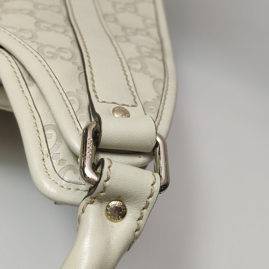 Gucci Jackie Bardot Guccissima Shoulder Bag White