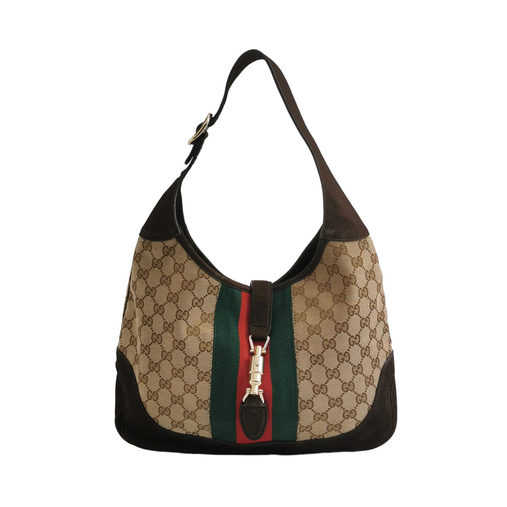 Gucci Jackie 1961 Small Canvas Shoulder Bag Nubuck