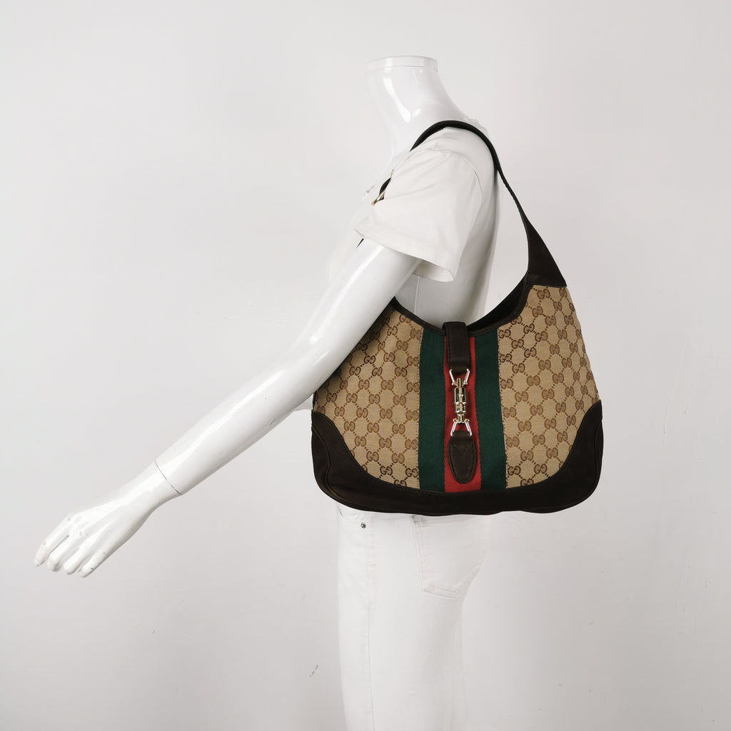 Gucci Jackie 1961 Small Canvas Shoulder Bag Nubuck