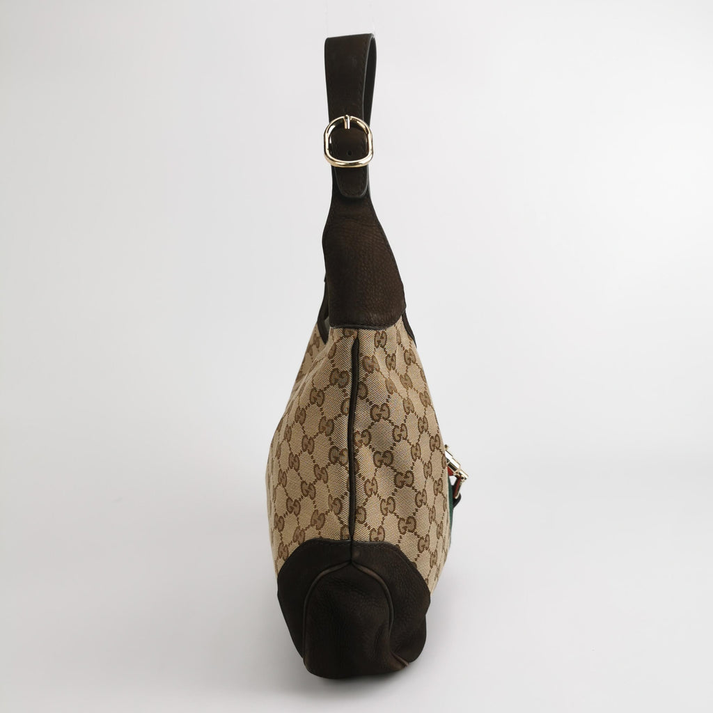 Gucci Jackie 1961 Small Canvas Shoulder Bag Nubuck