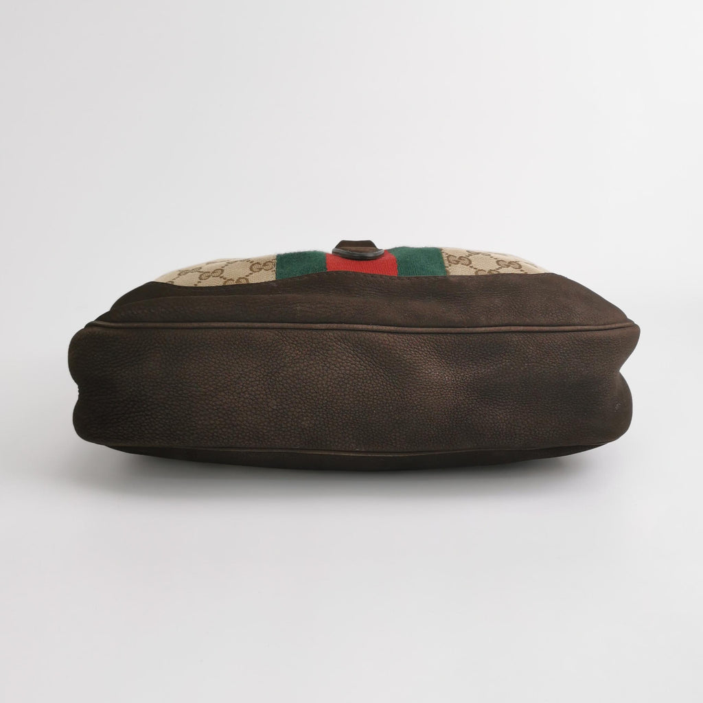 Gucci Jackie 1961 Small Canvas Shoulder Bag Nubuck