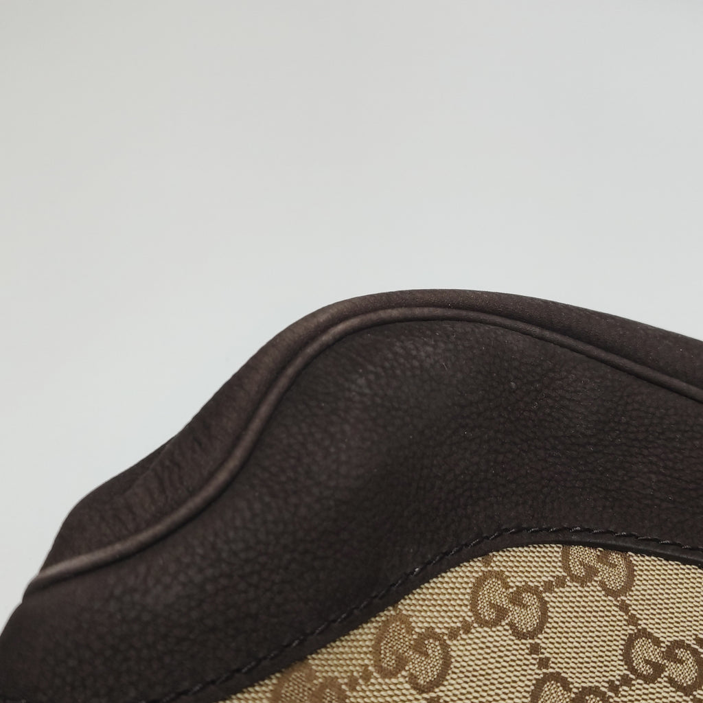 Gucci Jackie 1961 Small Canvas Shoulder Bag Nubuck